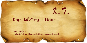 Kapitány Tibor névjegykártya